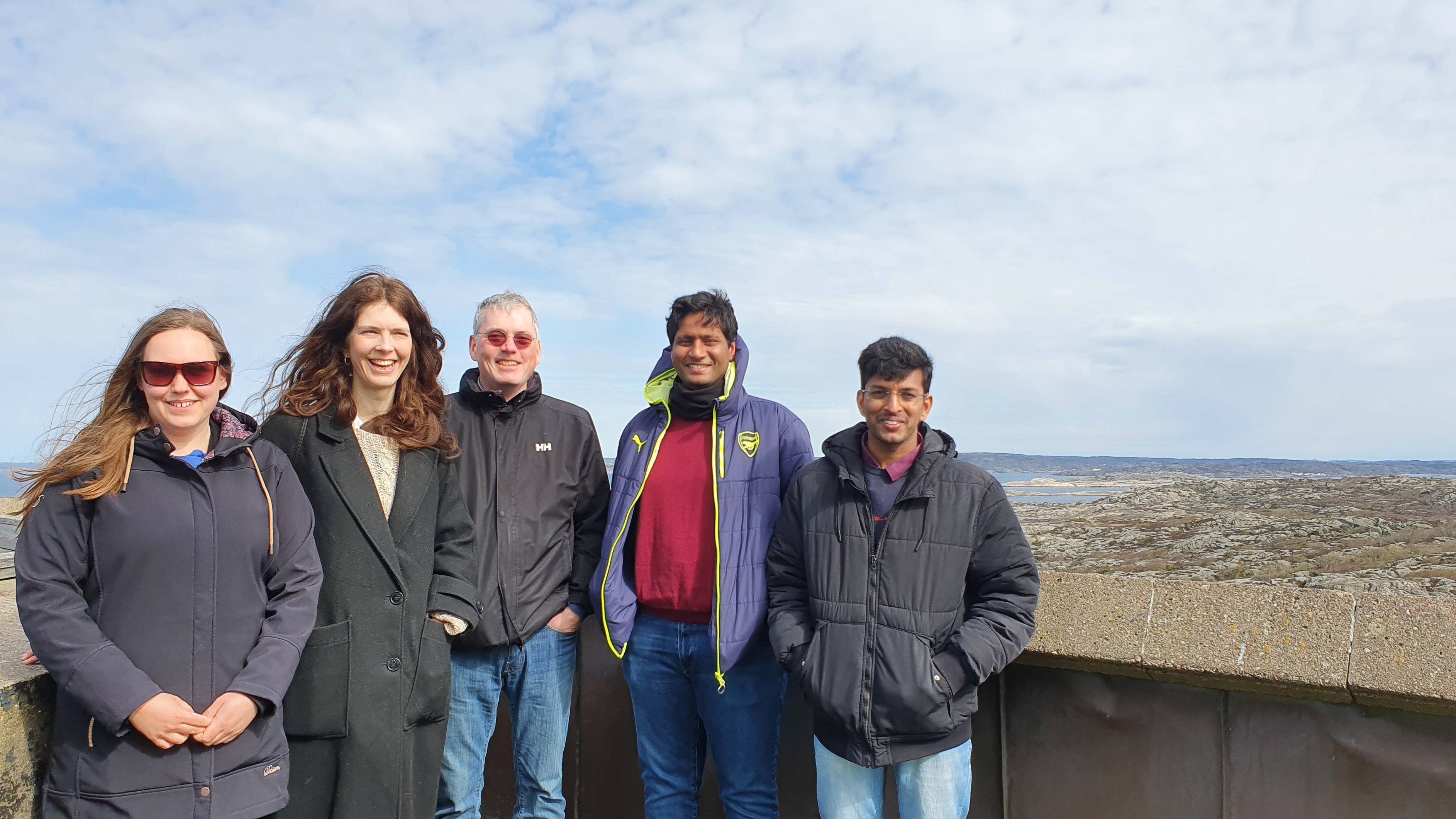 MGM Project Team at Carlsten's fortress. (From left) Emma, Charlotte, Per-Anders, Shareq and Sairam.